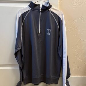 Gray and White Quarter-Zip Pullover